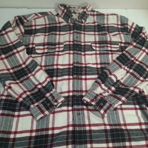 Eddie Bauer Men's 3XLT White Red Long Sleeve Bainbridge Flannel Plaid Shirt